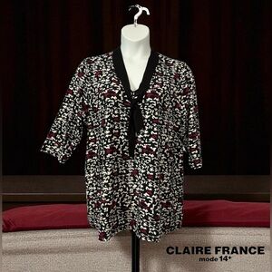 NWOT, Claire France, Soft and Flowy Plus Size Blouse, 2X, Black, Red, White
